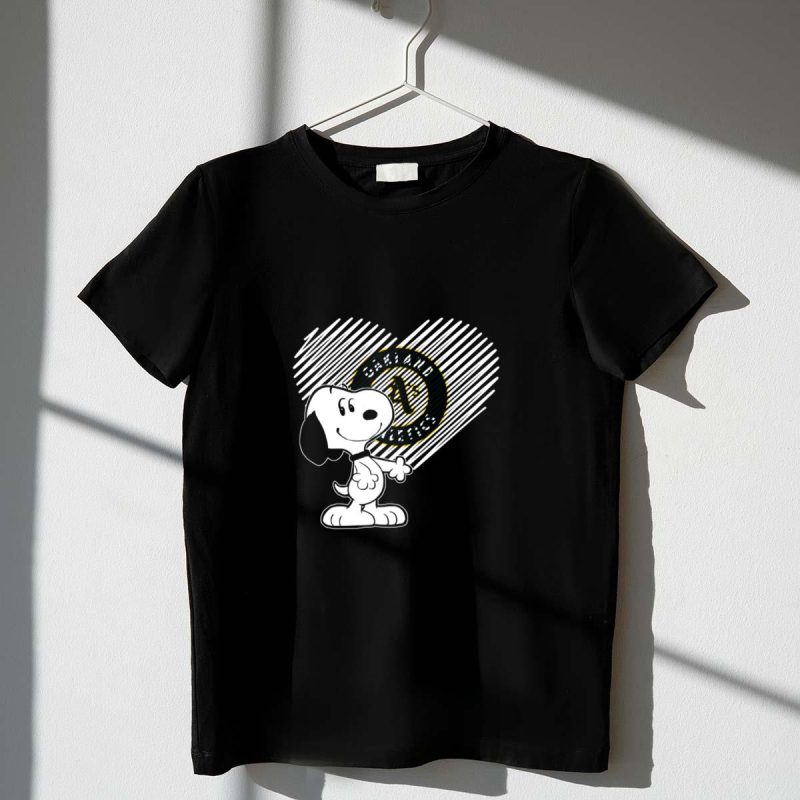 Snoopy Admires Oakland Athletics Heart with Baseball T Shirt t shirt 1 1