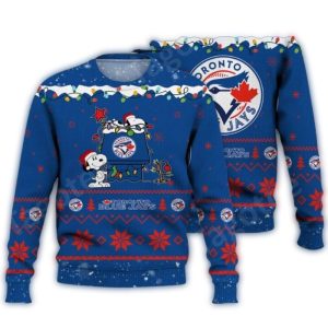 Snoopy And Woodstock Toronto Blue Jays Christmas Ugly Sweater
