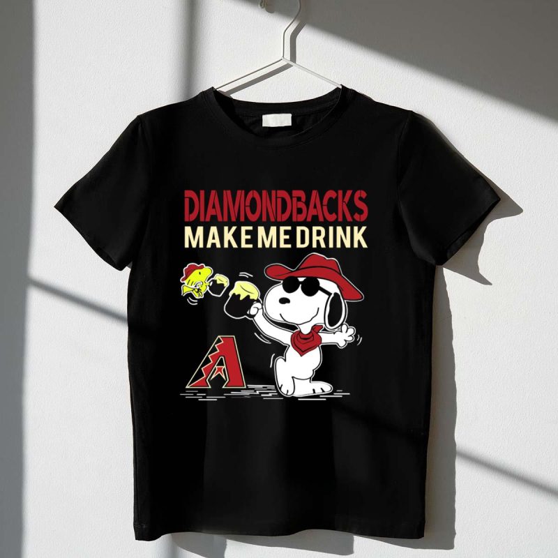 Snoopy Arizona Diamondbacks Make Me Drink Baseball Fans T Shirt t shirt 1 1