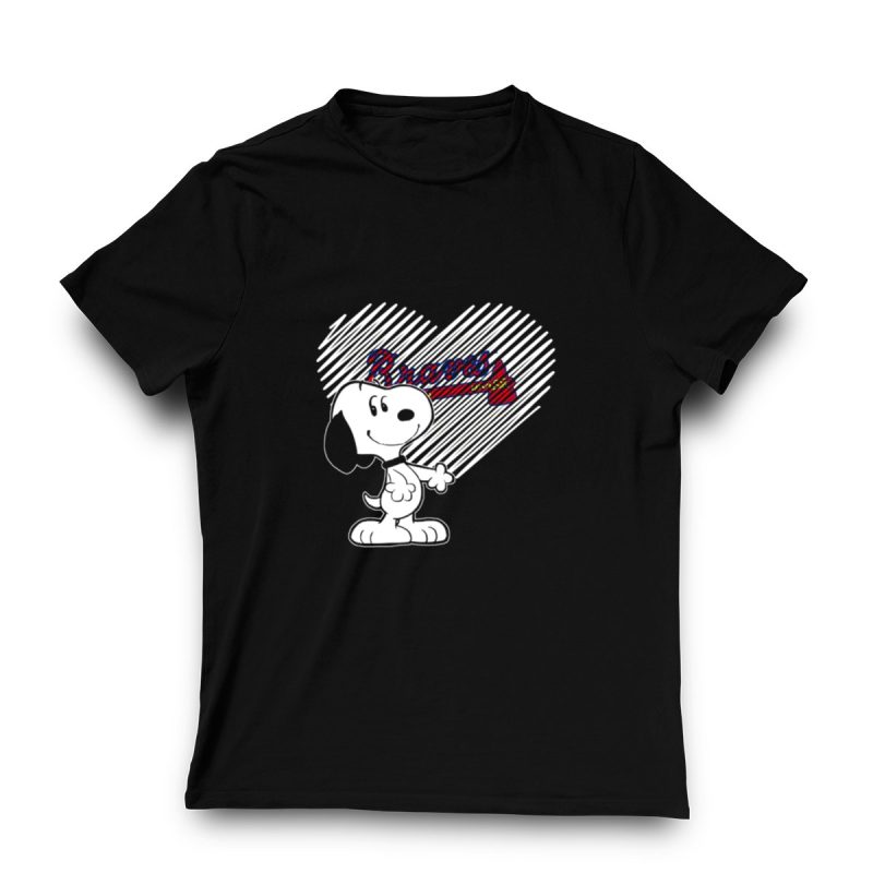 Snoopy Braves Heart Baseball Fan T-Shirt For Sports Enthusiasts - Image 3