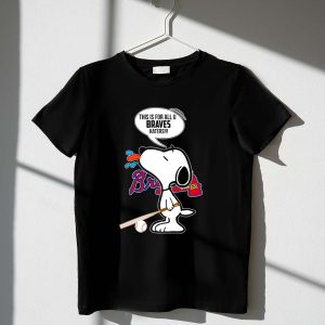 Snoopy Braves T-Shirt With Tongue Out And Baseball Bat Design