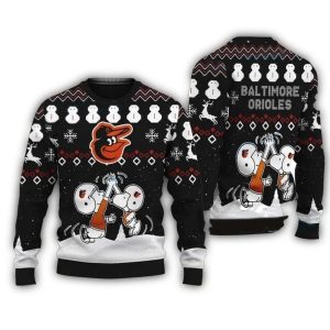 Snoopy And Charlie Brown Baltimore Orioles Christmas Sweatshirt