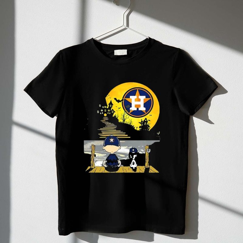 Snoopy Charlie Brown Houston Astros Halloween Moon Scene T Shirt t shirt 1 1