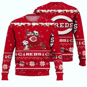 Snoopy Christmas Scene Cincinnati Reds Ugly Sweater