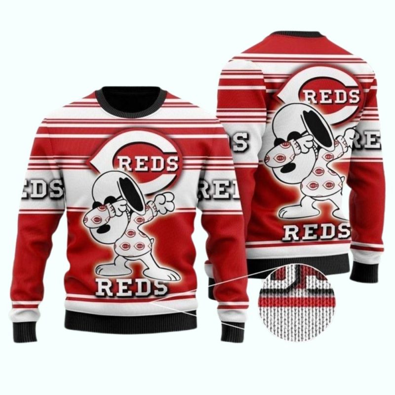 Snoopy Cincinnati Reds For Baseball 3D Ugly Sweater 1