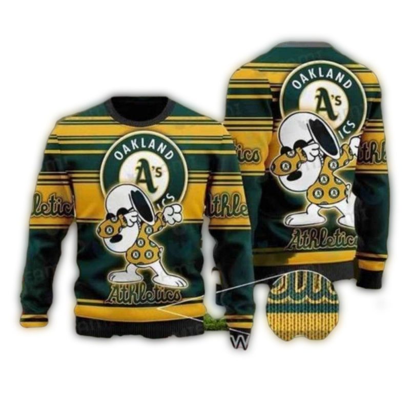 Snoopy Cool Oakland Athletics Ugly Christmas Sweater 1