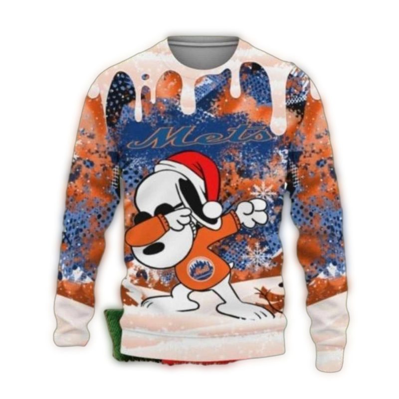 Snoopy Dab New York Mets Christmas Ugly Sweater 1