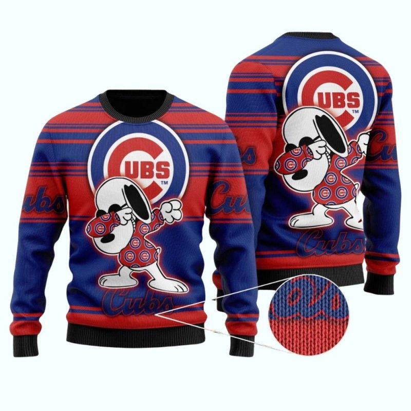 Snoopy Dabbing Chicago Cubs Ugly Sweater