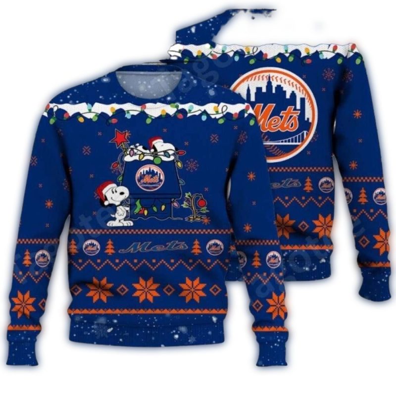 Snoopy Decorating Christmas Tree Mets Ugly Sweater 1