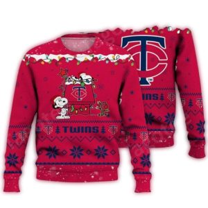 Snoopy Minnesota Twins Ugly Sweater - Fun Holiday Sweatshirt