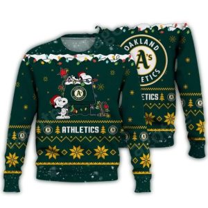 Snoopy Christmas Oakland Athletics Ugly Sweater For Holiday Cheer