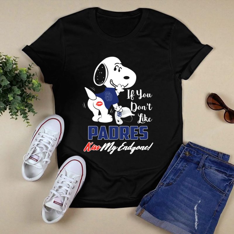 Snoopy If You Dont Like San Diego Padres Kiss My Endzone T Shirt Black 1