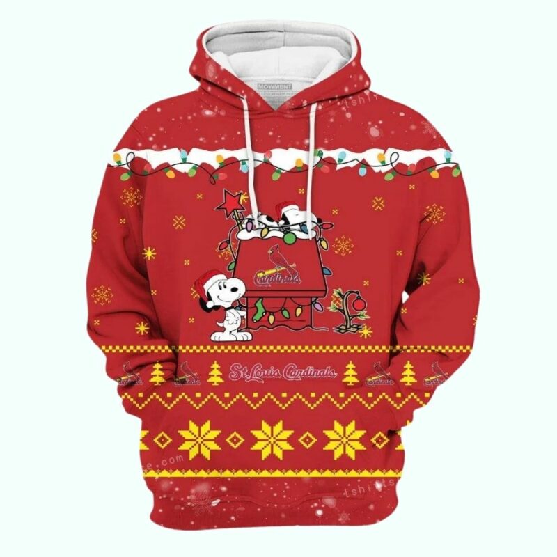 Snoopy Merry Christmas St. Louis Cardinals Graphic Unisex Hoodie - Image 2