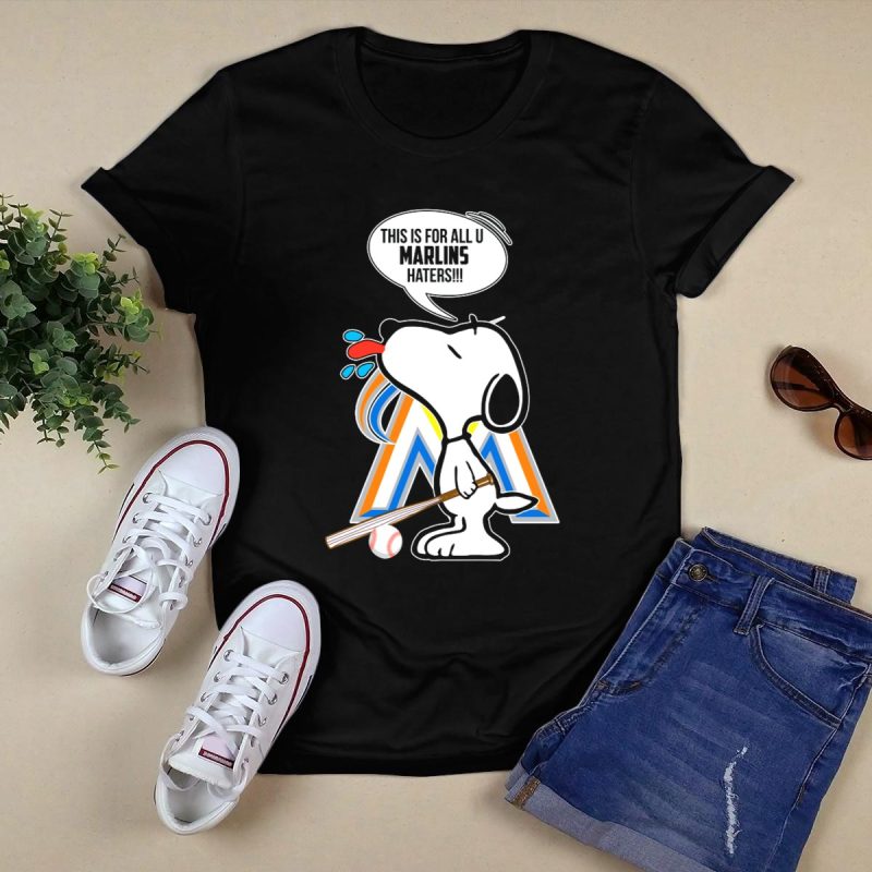 Snoopy Miami Marlins Haters Baseball Fan Humor T Shirt Black 1