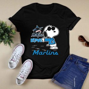 Snoopy Miami Marlins Love Graphic T-Shirt For Fans And Collectors