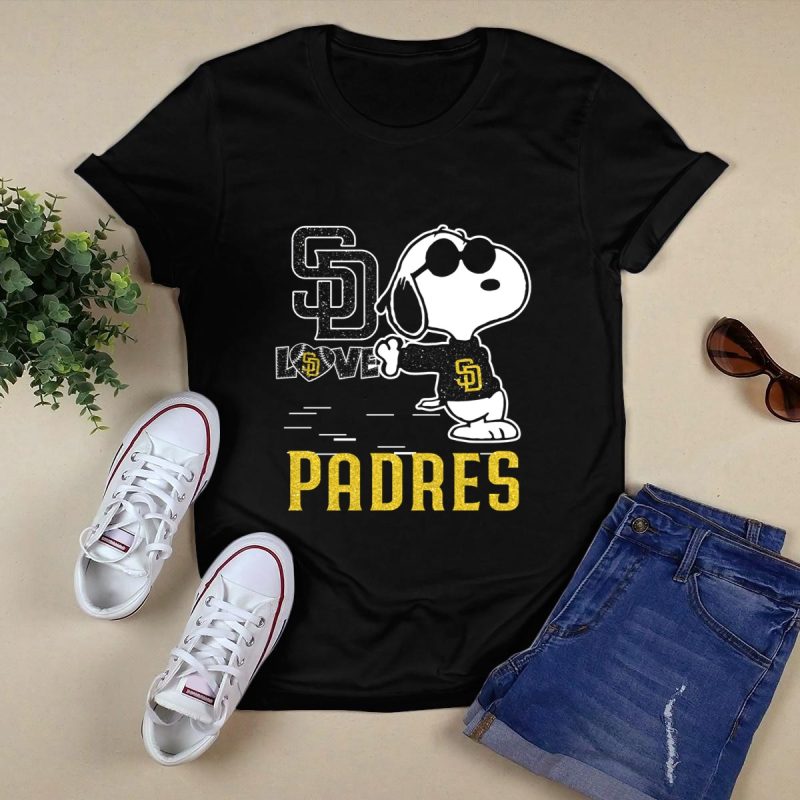 Snoopy Padres Love San Diego Padres T Shirt Black 1