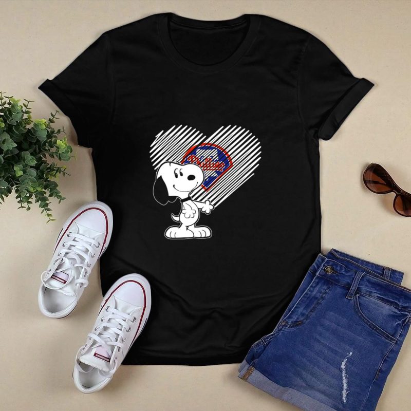 Snoopy Philadelphia Phillies Heart Baseball Fan T-Shirt for True Fans - Image 5