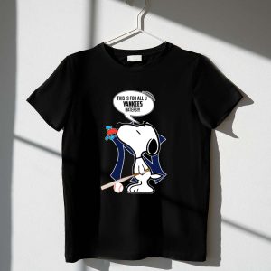 Snoopy Sticking Out Tongue New York Yankees Logo Baseball T-Shirt