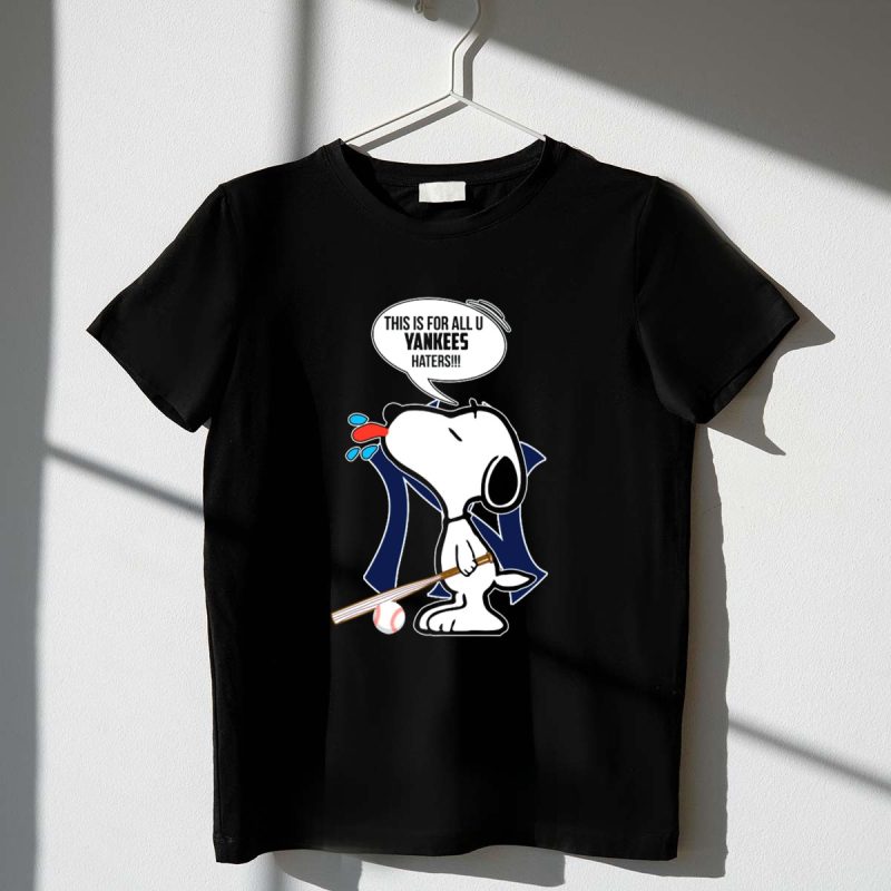 Snoopy Sticking Tongue Out with New York Yankees Logo and Baseball Bat T Shirt t shirt 1 1