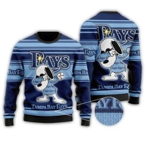 Snoopy Tampa Bay Rays Striped Christmas Sweater For Holiday Cheer