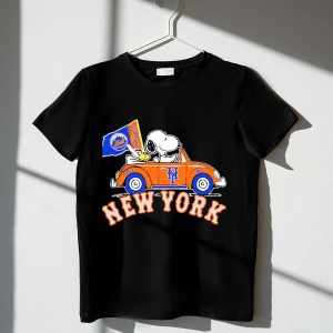 Snoopy & Woodstock New York Mets Car Flag T-Shirt For Fans