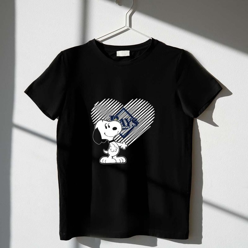 Snoopy and Heart Graphic with Tampa Bay Rays T Shirt t shirt 1 1