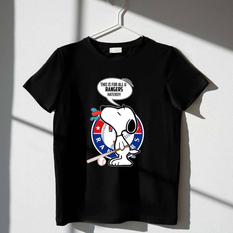 Snoopy and Texas Rangers Baseball Fans United Against Haters T Shirt t shirt 1 1