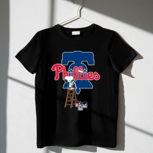 Snoopy Baseball T-Shirt Featuring Philadelphia Phillies Logo for Fans