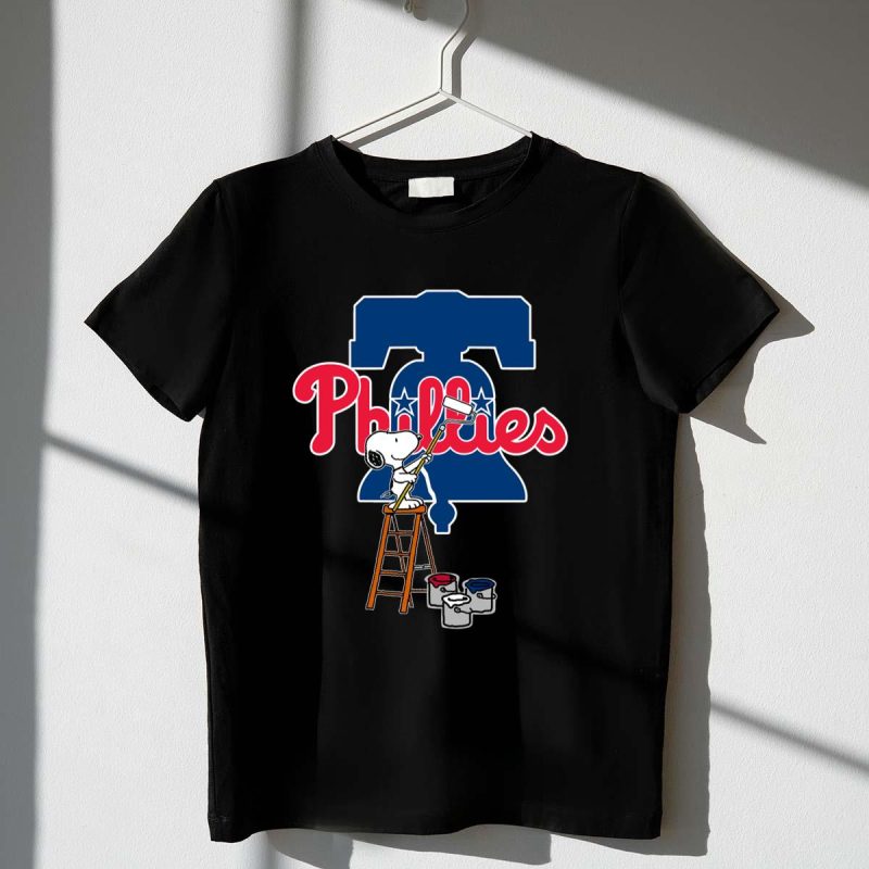Snoopy Baseball T-Shirt Featuring Philadelphia Phillies Logo for Fans