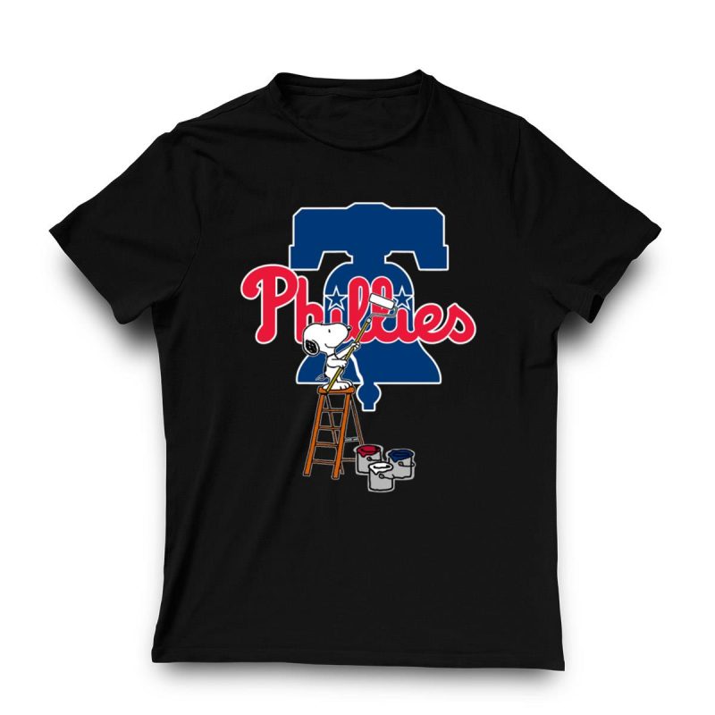 Snoopy Baseball T-Shirt Featuring Philadelphia Phillies Logo for Fans - Image 3