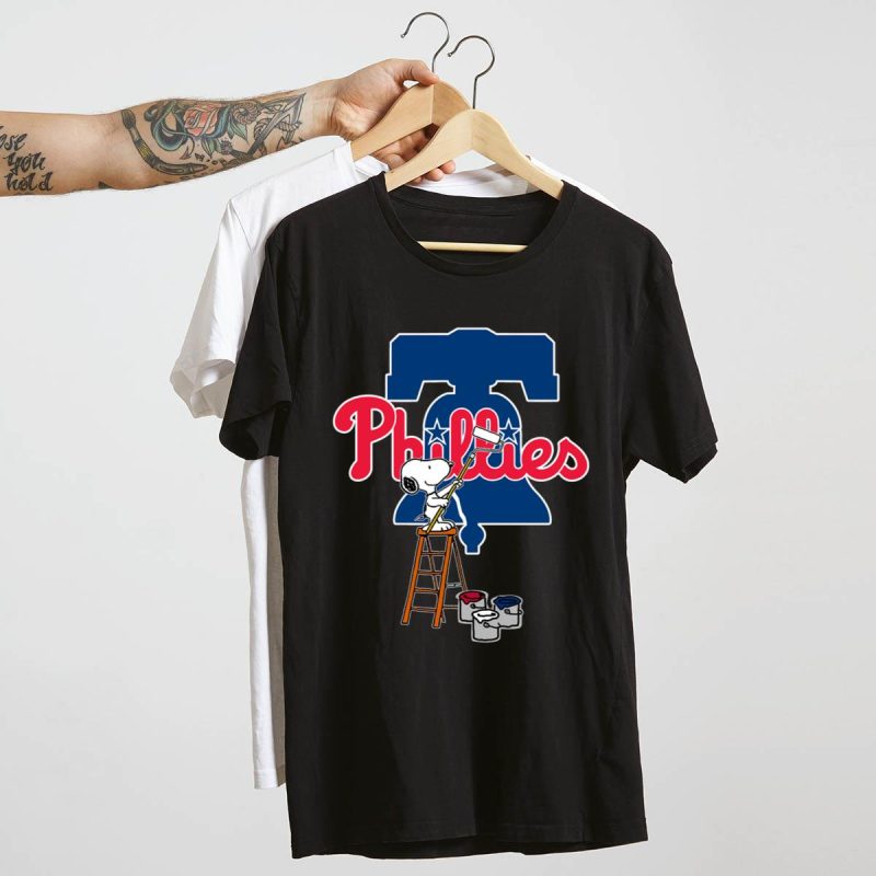 Snoopy Baseball T-Shirt Featuring Philadelphia Phillies Logo for Fans - Image 4