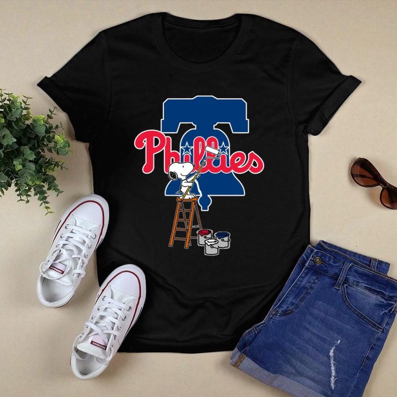 Snoopy Baseball T-Shirt Featuring Philadelphia Phillies Logo for Fans - Image 5