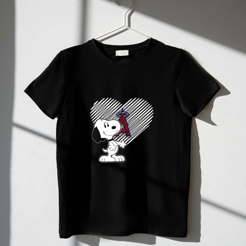 Snoopy with Los Angeles Angels Heart and Iconic T Shirt t shirt 1 1