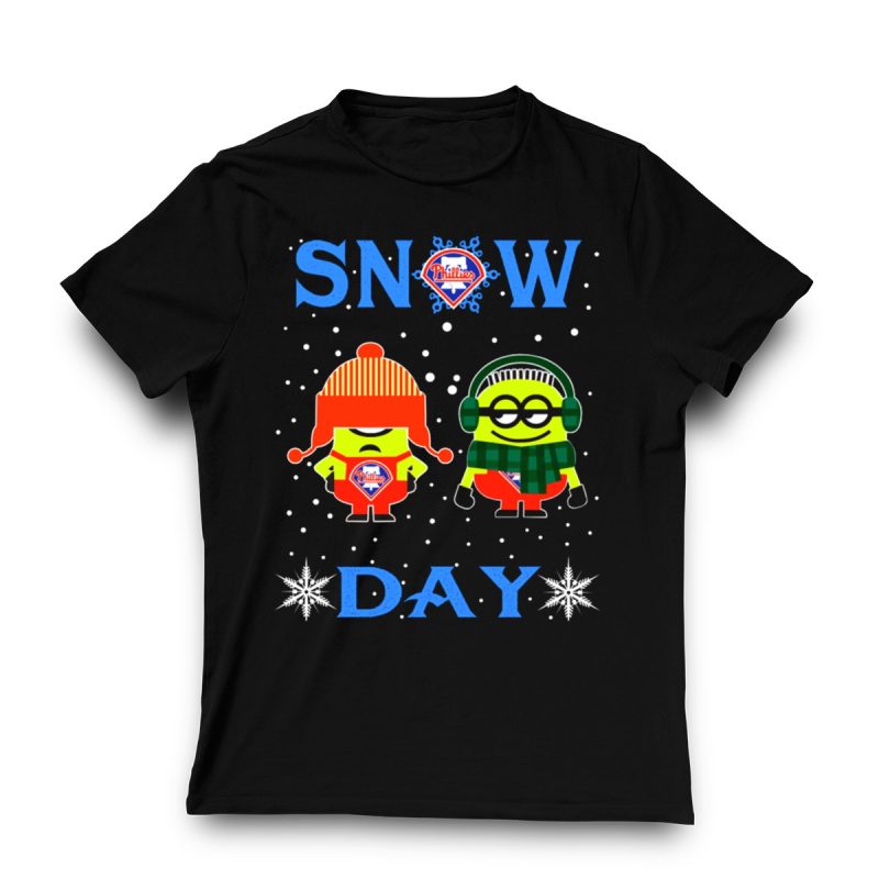 Philadelphia Phillies Winter Minions Design T-Shirt for Snow Days - Image 3