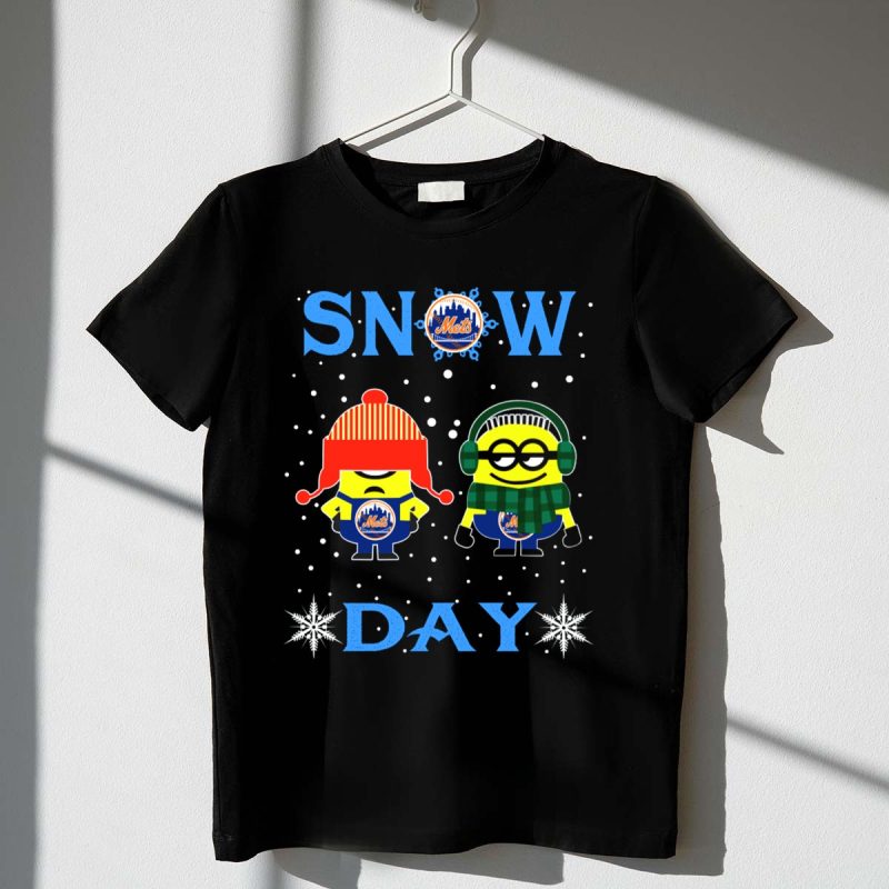 Snow Day Minions with New York Mets Winter T Shirt t shirt 1 1