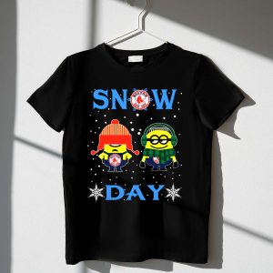 Boston Red Sox Snow Day T-Shirt Featuring Minion Fans In Winter Gear