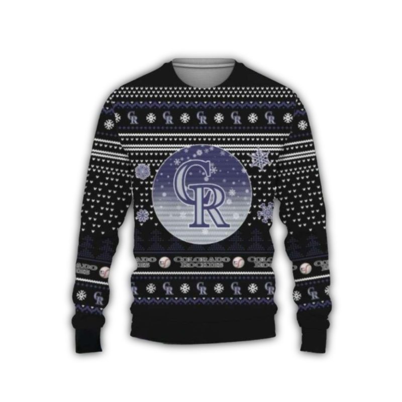 Snowflake And Ball Colorado Rockies Christmas Ugly Sweater 1