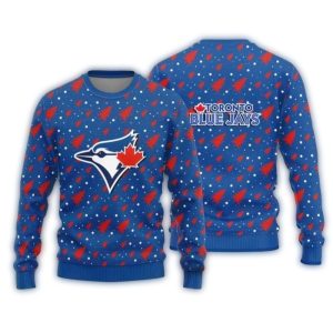 Snowy Red Trees Toronto Blue Jays Christmas Ugly Sweater