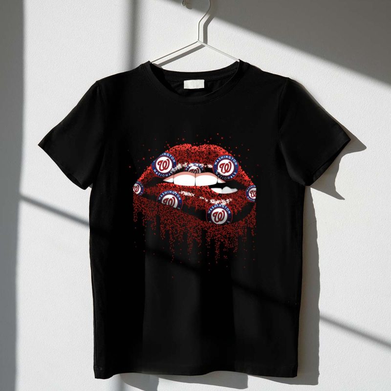 Sparkling Glitter Lips with Washington Nationals Logo for Fans T Shirt t shirt 1 1