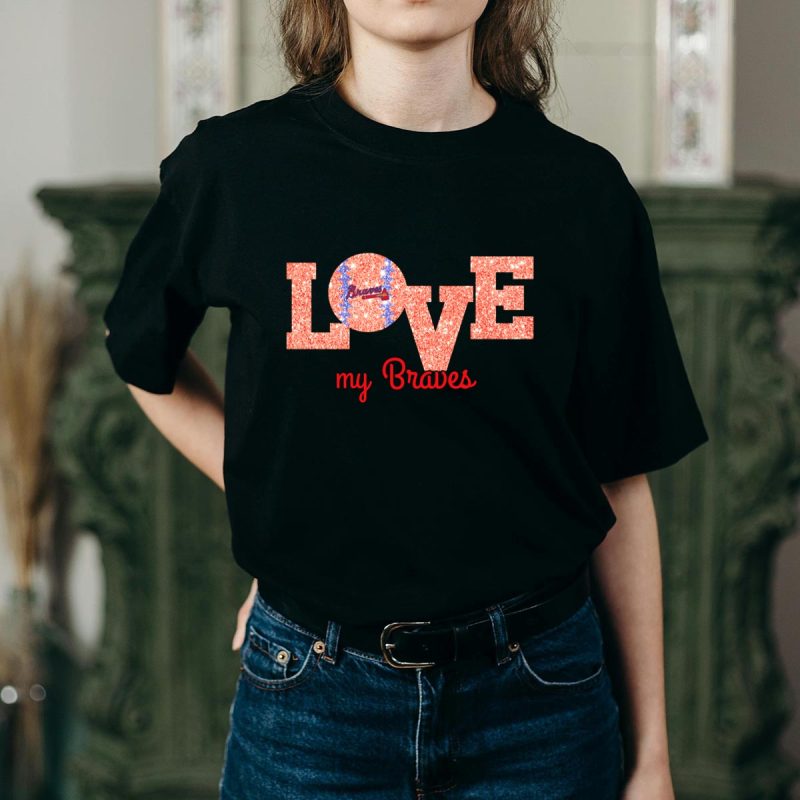 Sparkling Love Braves Fan T-Shirt - Perfect Gift For Sports Enthusiasts - Image 2