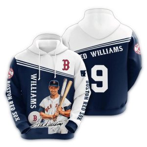 Boston Red Sox Ted Williams Signature All Over Print Hoodie
