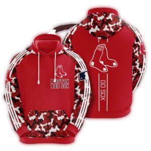 Boston Red Sox Camo Red All Over Print Hoodie