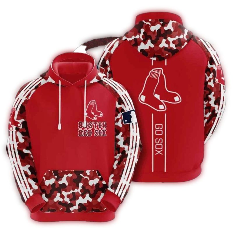 Boston Red Sox Camo Red All Over Print Hoodie