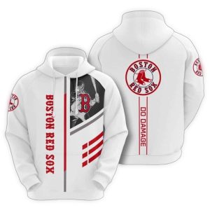 Boston Red Sox Stripes Baseball All Over Print Hoodie