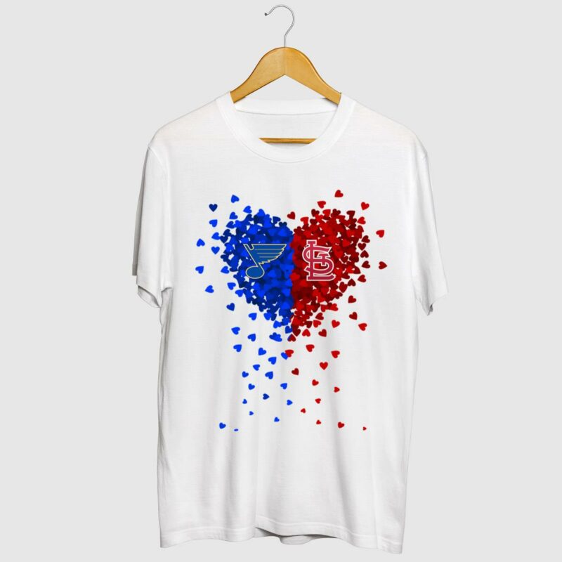 St Louis Blues & Cardinals Heart Logo Unisex Graphic T-Shirt - Image 2