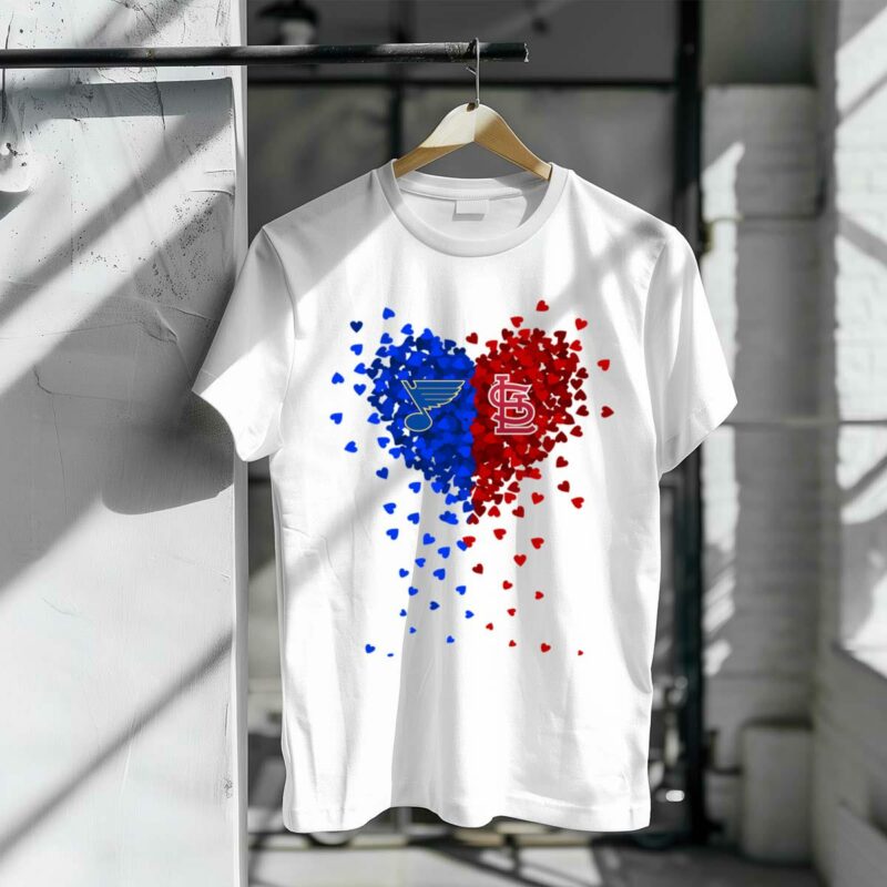 St Louis Blues & Cardinals Heart Logo Unisex Graphic T-Shirt - Image 3