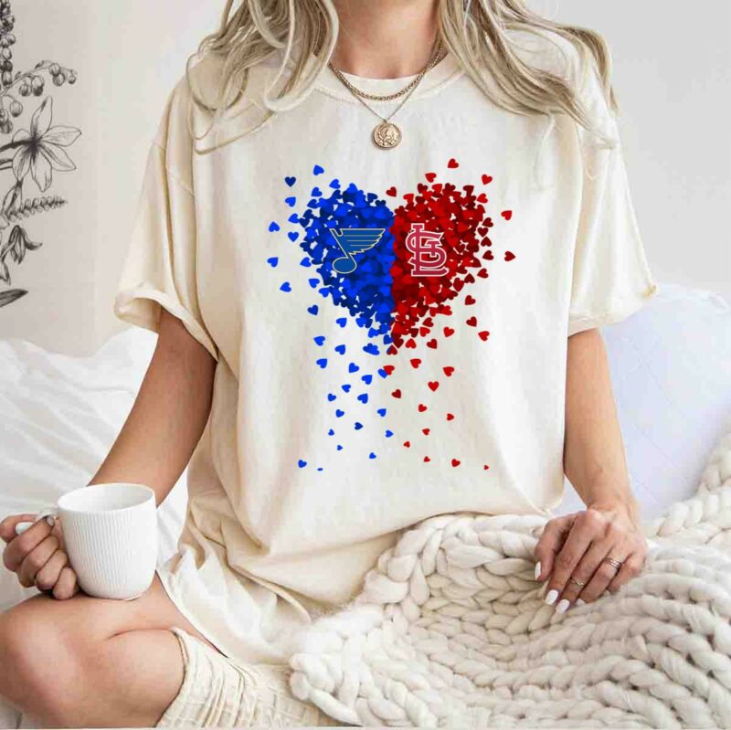 St Louis Blues & Cardinals Heart Logo Unisex Graphic T-Shirt - Image 4