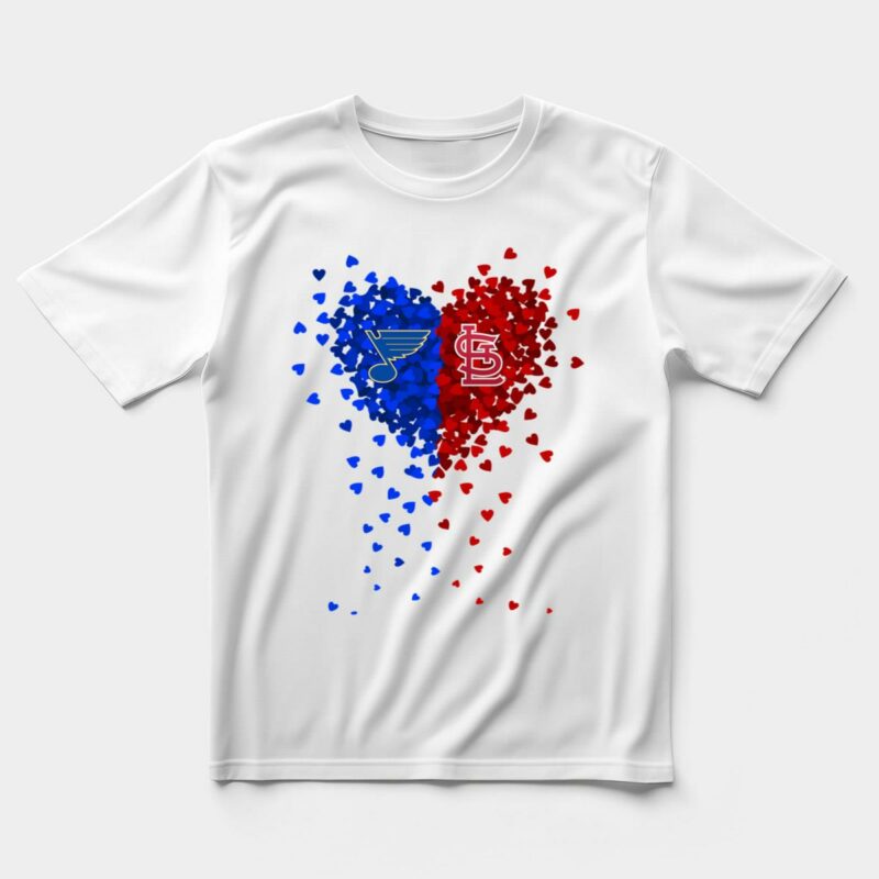 St Louis Blues & Cardinals Heart Logo Unisex Graphic T-Shirt - Image 5