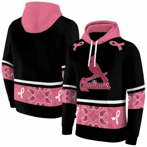 St Louis Cardinals Awareness Ribbon Black Pink All Over Print Hoodie
