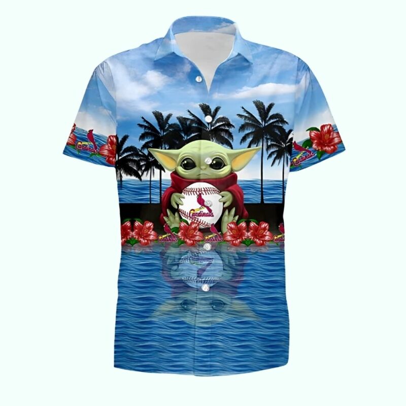 St Louis Cardinals Baby Yoda Graphic Hawaiian Shirt – Unisex Aloha Tee